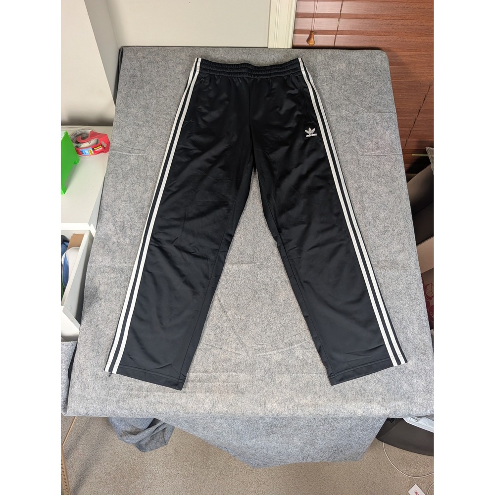 adidas Track Pants Mens Medium Black 3-Stripe Trefoil Logo Excellent